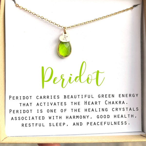 Peridot Healing Crystal for Growth Crystal Raw Peridot Necklace Birthday Gift for Her August Birthstone Necklace Heart Chakra Love Necklace