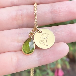 Personalized Peridot Necklace August Birthstone Necklace Custom name Necklace Birthday Gift for Her Bridesmaid Necklace gift Peridot Jewelry