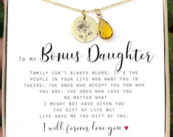 Daughter in law Gift Bonus Daughter Necklace Gifts Interlocking Heart Jewelry Gift for Stepdaughter Foster Daughter Adopt Birthday Gift BONU