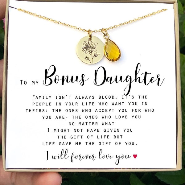 Daughter in law Gift Bonus Daughter Necklace Gifts Interlocking Heart Jewelry Gift for Stepdaughter Foster Daughter Adopt Birthday Gift BONU