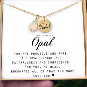 Opal Necklace, Dainty Necklace, Jewelry, Necklace, Gift for Her, Layer Jewelry, October Birthday Gift, October Birthstone Christmas gift