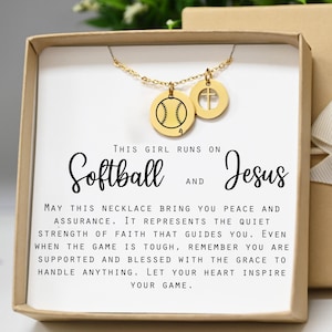 Christian CROSS  softball gift  necklace jewelry softball coach gift faith based gifts team gifts for players and coaches -softball& Jesus