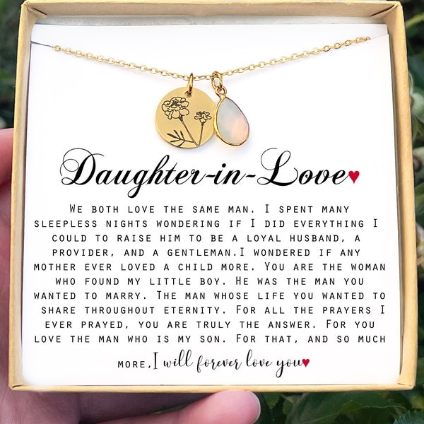 Personalized Daughter-In-Law Birthday Gift Wedding gift for her Christmas gift Necklace Jewelry gift for Bride gift from Mother In Law LOVE
