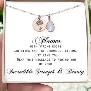 Inspirational Necklace Dainty Minimal Necklace Strong Necklace Survivor Gift for her women mom sister friend aunt grandmother gift FLOWER
