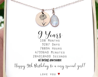 Personalized 9th Birthday Gift for kids Children's Name Necklace Gift 9th Birthday Gift 9 Year Birthday for Girl Happy 9th Birthday Gifts TH