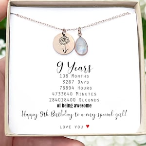 Personalized 9th Birthday Gift for kids Children&#39;s Name Necklace Gift 9th Birthday Gift 9 Year Birthday for Girl Happy 9th Birthday Gifts TH