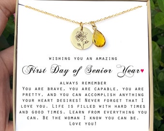 First Day of SENIOR Year Gift Necklace for her Daughter Goddaughter niece Back to School Class of 2026 -2027 12th Grade