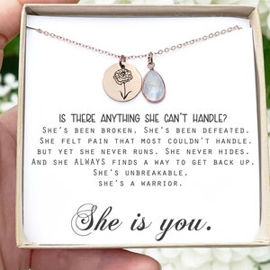 Warrior Gift Survivor gift Jewelry gift Recovery Necklace Encouragement gift Strength Gift for Women Motivational Gift Warrior necklace SHE