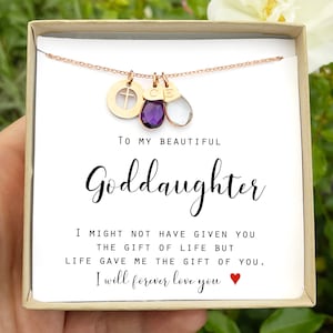 Personalized Baptism Gift Little Girls Baptism Necklace Easter Gift Cross Initial  Gift from Godmother godparents Christening Gift for girl