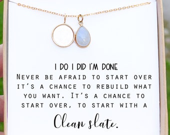 Fresh start Gift Genuine Moonstone Necklace Divorce gift for her New beginnings gift for women Clean slate charm necklace Personalized Gifts