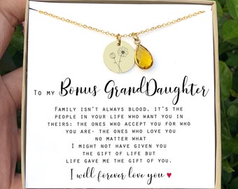 Bonus Granddaughter Necklace Gift Bonus Granddaughter Step Grandchild Gift Stepfamily Christmas gift birthday gift for bonus granddaughter