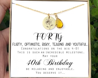 40th birthday necklace gift 40th birthday gift for her jewelry gift 4 Decades gift for wife Friendship Sister cousin  birthday gift -W-DISC
