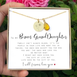 Bonus Granddaughter Necklace Gift Bonus Granddaughter Step Grandchild Gift Stepfamily Christmas gift birthday gift for bonus granddaughter