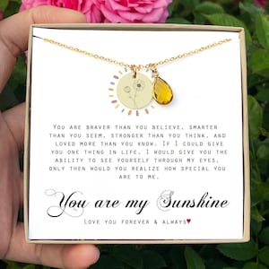 You are my sunshine necklace Daughter gift from mom dad grandma grandparents Sunshine necklace Birthday gifts for Daughter Christmas gift