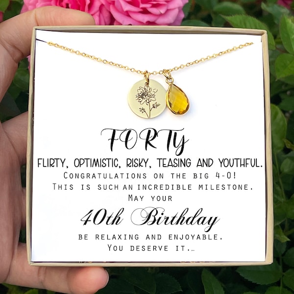 40th birthday necklace gift 40th birthday gift for her jewelry gift 4 Decades gift for wife Friendship Sister cousin Necklace birthday gift