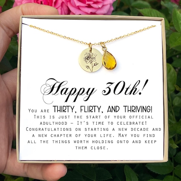 30th Birthday flower Necklace Perfect gift for your best friend, sister, niece, cousin gift for her 30th birthday personalized birthday gift