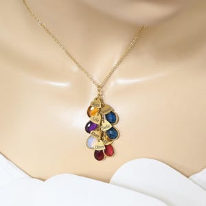 Custom Birthstone Initial Necklace, Family Charm Necklace,  Unique Gift for New Mom, Personalized mom necklace with kids initials 2025