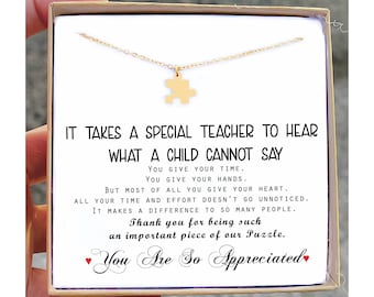 Autism Necklace Autism Awareness Necklace Autism Teacher Gift Behaviorist Gift Puzzle Necklace Thank you gift Jewelry Autism Support Gift