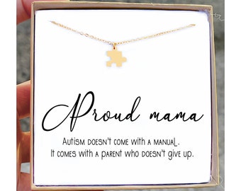 Autism Mama Puzzle Necklace Autism Awareness Gift Awareness Necklace Autism Diagnosis Special Needs Gift Autism Jewelry Autism Support Gift