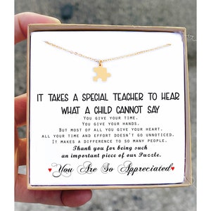 Autism Necklace Autism Awareness Necklace Autism Teacher Gift Behaviorist Gift Puzzle Necklace Thank you gift Jewelry Autism Support Gift