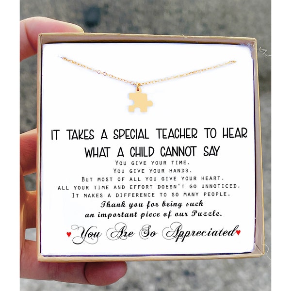 Autism Necklace Autism Awareness Necklace Autism Teacher Gift Behaviorist Gift Puzzle Necklace Thank you gift Jewelry Autism Support Gift