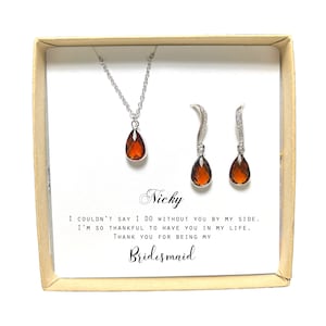 Fall wedding rust colored terracotta bridesmaid gifts earrings necklace bridesmaid jewelry set bridesmaid gifts jewelry wedding jewelry