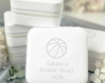 Personalized Basketball Jewelry Travel Case, Senior Night Gift
