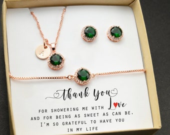 emerald green Bridal Shower Host Necklace Gift Necklace Gift Thank You Card Appreciation Baby Shower Hostess Gift Thank You Gift for women