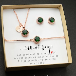 emerald green Bridal Shower Host Necklace Gift Necklace Gift Thank You Card Appreciation Baby Shower Hostess Gift Thank You Gift for women