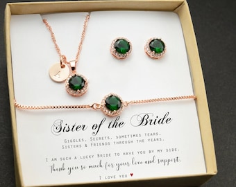 Emerald green To My Sister On my Wedding Day Jewelry Gift for Sister of the Bride Wedding Day Gift for Sister of the Bride Necklace Gift