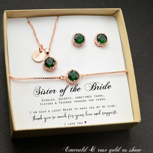 Emerald green To My Sister On my Wedding Day Jewelry Gift for Sister of the Bride Wedding Day Gift for Sister of the Bride Necklace Gift