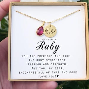 July ruby Necklace, Dainty Jewelry, Gift for Her, Layer Jewelry, July Birthday Gift, July Birthstone Christmas gift 12months