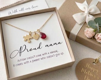 Mother's day gift  Autism Mama Puzzle Necklace Autism Awareness Gift Awareness Diagnosis Special Needs Gift Jewelry Autism Support Gift