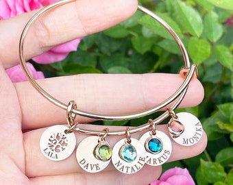 Personalized Birthstone Bracelet Family Tree Gift For Mom Grandmother Gratitude Mothers Bracelet Family Tree Bracelet Personalized Bangle