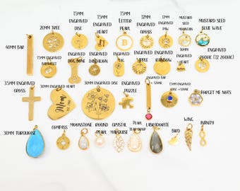 Add on charm for your necklace /bracelet , birthday, wing, cross, baby feet, paw, heart, tree of life charm ,fresh water pearl , moonstone