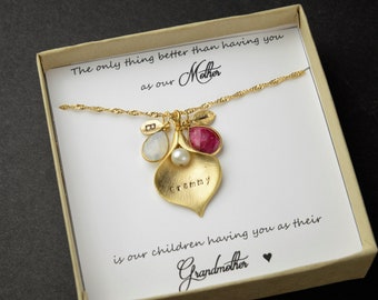 Grammy Grandma Gift Gifts for Grandma Birthstone Charm Necklace Grandmother Gift Grandmother Necklace Grandma Gift from Grandchildren
