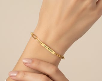Custom Name Bracelet with Paperclip Chain Bracelet Gift for Mom, Grandma, Best Friend, Sister   Personalized Bracelet   Christmas gift