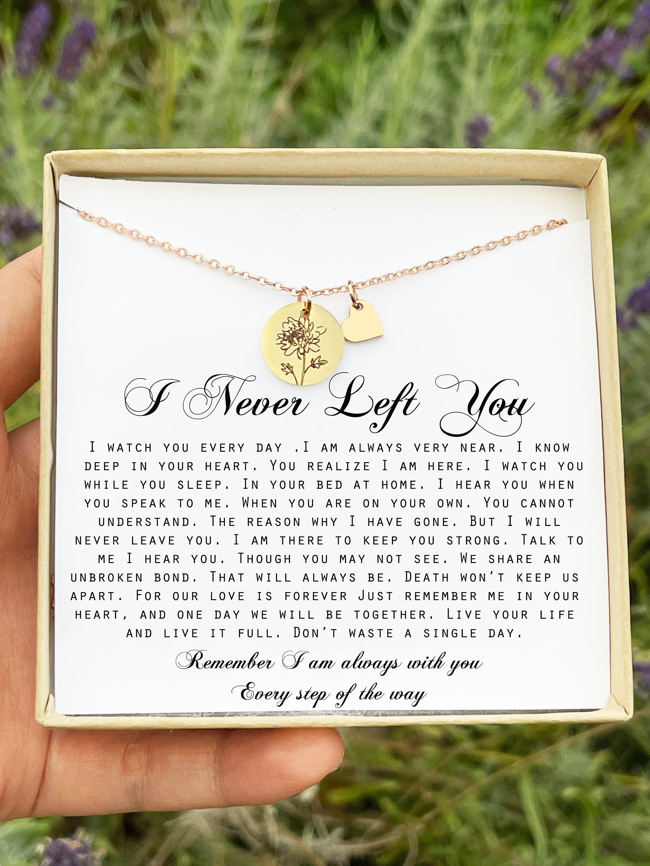 Angel wings necklace gift from heaven memorial gift from angel passed dad mom keepsake letter from heaven sympathy condolence never left you