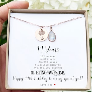 Happy 11th birthday gift Personalized Custom Birthday Gift for girl 11th birthday girl Eleventh Birthday Necklace gift for 11 year old girl