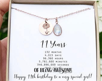 Happy 11th birthday gift Personalized Custom Birthday Gift for girl 11th birthday girl Eleventh Birthday Necklace gift for 11 year old girl