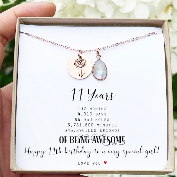 Happy 11th birthday gift Personalized Custom Birthday Gift for girl 11th birthday  Eleventh Birthday Necklace gift for 11 year old girl TH