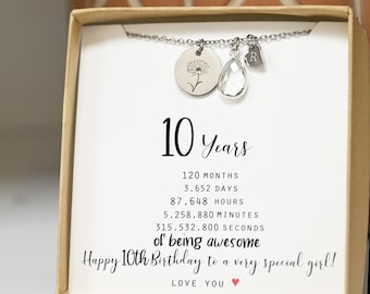 10th birthday girl 10th birthday gift Tenth Birthday Necklace gift for 10 year old girl gifts for kid Double Digits Birthday 120 months TH