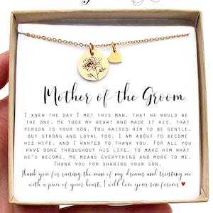 Personalized Gift for Mother of Groom gift from Bride Thank you for raising the man of my dreams Mother in Law necklace gift jewelry card