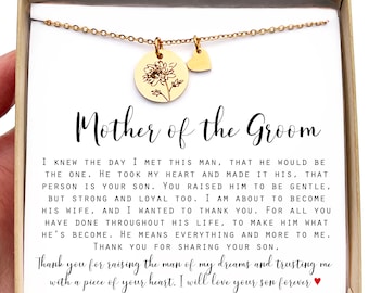 Personalized Gift for Mother of Groom gift from Bride Thank you for raising the man of my dreams Mother in Law necklace gift jewelry card