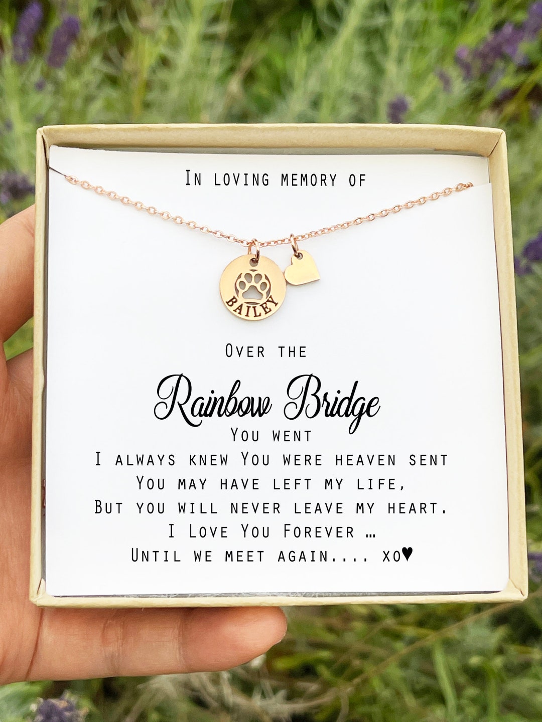 Gift for Pet Lover Rainbow Bridge Dog Necklace Loss of Dog Cat Memorial ...