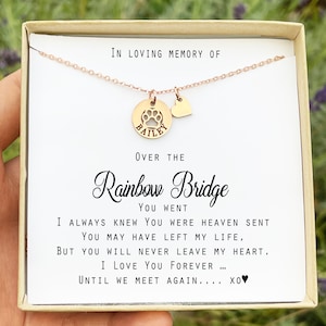 Rainbow bridge poem necklace gifts Cat Dog loss gifts Loss of Dog jewelry Gifts Dog loss sympathy gifts Dog memorial necklace birthday gift