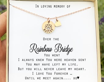 Rainbow Bridge Dog necklace Loss of Dog Cat memorial Jewelry Cat Dog loss gift Pet memorial necklace Pet sympathy Dog Memorial Gift Cat Loss