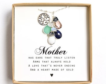 Personalized mothers day gift for Mom, Birthstone Necklace, Custom Necklace For Mom, Kids Initial Jewelry, Mommy Necklace, Family Necklace