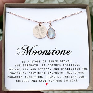 Mother's day gift Genuine Moonstone Necklace Personalized June Birthstone Raw Moonstone June Birthday Gifts Dainty Necklaces for Women