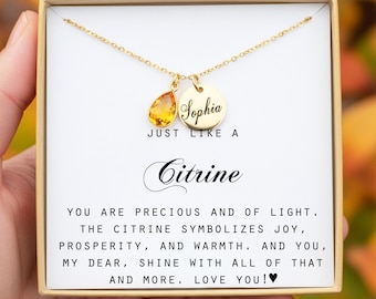 Citrine Necklace, Dainty Necklace,Necklace, Gift for Her, Layer Jewelry, November Birthday Gift, November Birthstone Christmas gift 12months